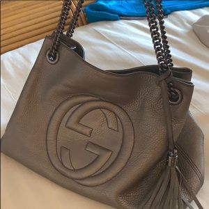 Gucci gun metal monogram bag